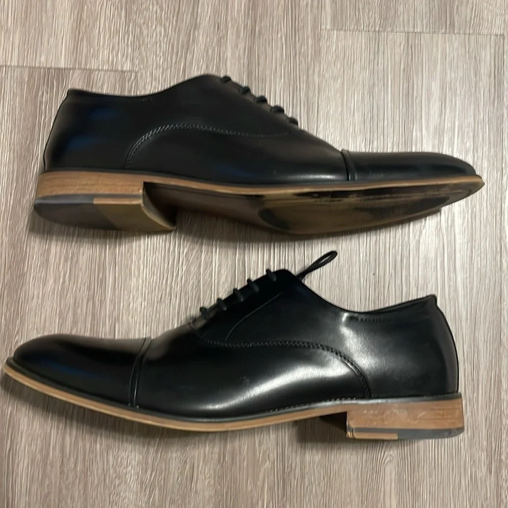 Bruno Marc Men's Oxford Shoes Size 12 Black Classic Cap Toe PU Leather Formal